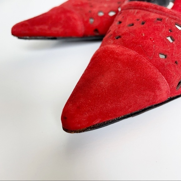 Via Spiga Red Perforated Suede Leather Pumps 5.5 - Picture 8 of 12